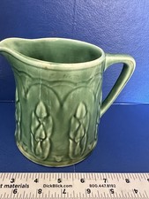 Early Unmarked McCoy Double Candle Green Pitcher Vase 5