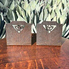 DIRK VAN ERP HAMMERED COPPER BOOKENDS CUTOUTS RADIAL CALIFORNIA ARTS & CRAFTS picture