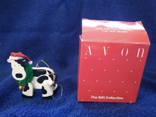 Vintage Avon Holly Jolly Cow Christmas Ornament With Box- Cow with Wreath picture