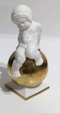 Antique Hutschenreuther Selb Bavaria Porcelain Child Angel on Gold Sphere picture