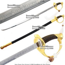 Gold Color USMC Marine Corps Dress Uniform Officer NCO Sword Saber picture
