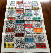 Vintage Scottish Tea Towel Clan Gathering Pure linen Tartans picture