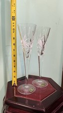 Set of 2 Honour Crystal Slovakia Hand Cut Crystal Champagne Flutes 11” Vintage picture
