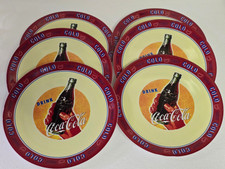 SET of 6 Vintage COCA-COLA 10.5” Plastic Dinner Plates (Gibson, 2002) picture