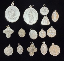 Bulk Lot 15 Vintage to Antique Aluminum Religious Catholic Medals for Collectors picture