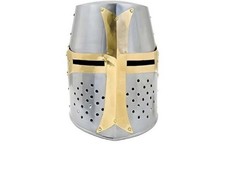 Medieval Warrior Templar Brass Crusader Helmet Knights Helmet picture