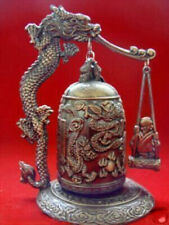 Tibet Brass Dragon buddha Bell High 5in Width 4in Fengshui Excellent  picture