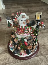 Rare Danbury Mint Yorkshire Terrier Lighted Christmas Snowman - Read Description picture