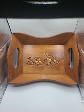 Vintage Wood Tray W/Handles- Ducks & Girl In Bonnet picture