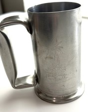 Vintage WW11 Seabee Trench Art Mug Tankard Handmade Tropical Pacific Etching picture