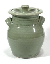 SIMON PEARCE Stoneware Pottery BELMONT Canister Covered Jar CELADON CRACKLE picture