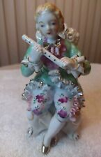 Vintage Figurine Made In Japan Victorian Colonial Man With Flute In Chair 6