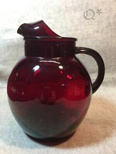 1960s Anchor Hocking Royal Ruby Ice-Lip Pitcher picture