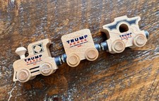 RARE Trump Pence 2020 Official Merchandise Maple Wood 3 Car Toy Train Set Wooden picture