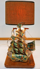 Vintage Moosehead Canadian Beer Can Sailing Ship With Lamp  Handcrafted Folk Art picture