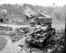D-Day Normandy Knocked-Out German Panzer IV WWII 8x10 Photo Print HT4136511 picture