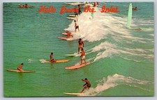 Hello from Indian River Inlet Delaware Surfing Vintage Postcard picture