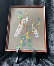 Vtg 1930s Mexican Feather Art Peacock Painting Noonan-Kocian St Louis Frame picture