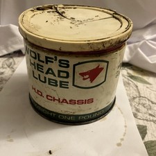 Vintage Wolf’s Head Lube Can h.d.chassis one pound can . Almost full  picture