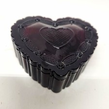 Red Heart-Shaped Decorative Trinket Box w/ Embossed Heart Lid picture