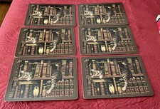 Vintage Set Of 6 Charles Wysocki Frederick the Literate Cat Placemats Pimpernel picture