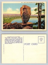 Vintage Postcard Devil's Lake Wisconsin State Park Balance Rock Linen C.T picture