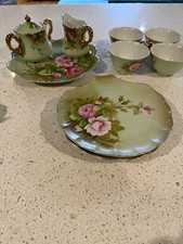 Lefton Floral Porcelain Tea Set 5 oz Cups/Saucers Creamer Sugar Lid MPN picture