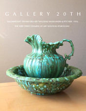 VINTAGE ART NOUVEAU POTTERY WASH BASIN & PITCHER ART DECO MONTOYA BOWL GREEN picture