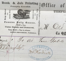 1874 Old Colony Railroad OC Purchase Receipt Billhead from Daily Gazette Tauton picture
