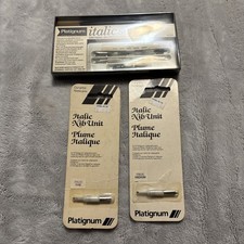 Vintage Platignum Italic Fountain Pen Calligraphy Set 5 Nibs Ref 475/6 Left Hand picture