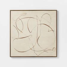 30x30 Line Abstract Framed Canvas Wall Art Threshold Studio McGee Modern Decor picture