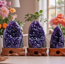 300G+Natural Rare Amethyst Geode Cluster Purple Quartz Crystal Healing Decor picture