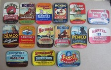 Lot of 15 Old Vintage c.1940's - SARDINE Can LABELS - MAINE - Sardines picture