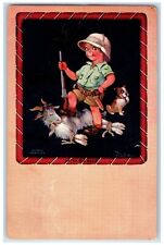 1940 Little Boy Hunter Goat Dog Kearney NE, Liberty Cry Cleaner Vintage Postcard picture