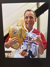Joey Chestnut Rare autographed signed Nathan's Hot Dog photo Beckett BAS coa picture