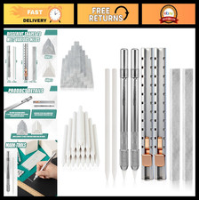 124 Pcs Soapstone Pencil Set - 120 Flat & Round Pens, 4 Holders, Refills for Wel picture