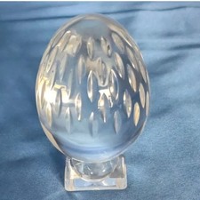 Original Baccarat Lead Crystal Egg Figurine w/Stand  Strawberry Cut Marked picture