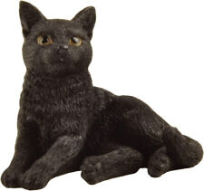3 Inch Black Cat Lounging Hand Painted Mini Figurine Statue Sculpture  *NEW picture