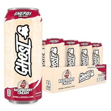 GHOST Energy Drink, Zero Sugars, 12-Pack, Raspberry Cream, 16oz. picture