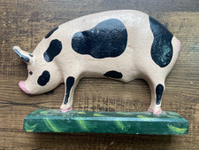 Vintage Heavy Cast Iron Spotted Pig Farmhouse Decor Doorstop picture