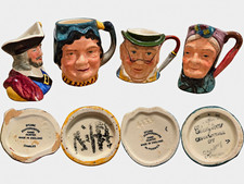 Lot of 4 Vintage English Character Toby Jugs SylvaC Sterling Staffordshire Mugs picture