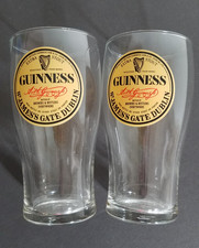 2 Guinness Extra Stout Pint Beer Glasses St. James's Gate Dublin Ireland 5647JR picture