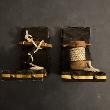 Vintage Nautical Wooden Bookend Pair - Anchor & Pylon Rope picture