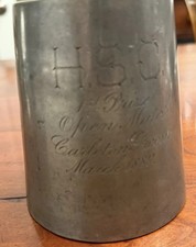 Antique 1889 Victorian Pewter Prize Mug H.S.C. Carleton Green Open Match Trophy picture