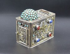 Jewish Tzedakah Money Box, Turkmen Money Box, Colorful Gemstone Money Box #B02 picture