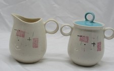Vernonware Tickled Pink Cream/Sugar - Lid from Heavenly Days - Preowned picture