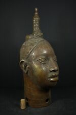 African BENIN Bronze IFE, ONI Royal King Head - Nigeria, AFRICAN TRIBAL ART picture