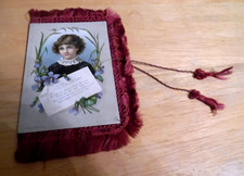 1884 SILK FRINGED  DBL SIDED CHROMOLITHOGRAPH VALENTINE   S. HILDESHEIMER & CO picture