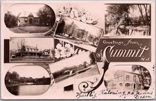 Vintage 1910 SUMMIT New Jersey Multi-View Postcard House, Lake & Street Views picture