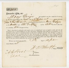 1875 Lancaster PA Land Survey Document Mary Geiger Church St Mayor Stauffer picture